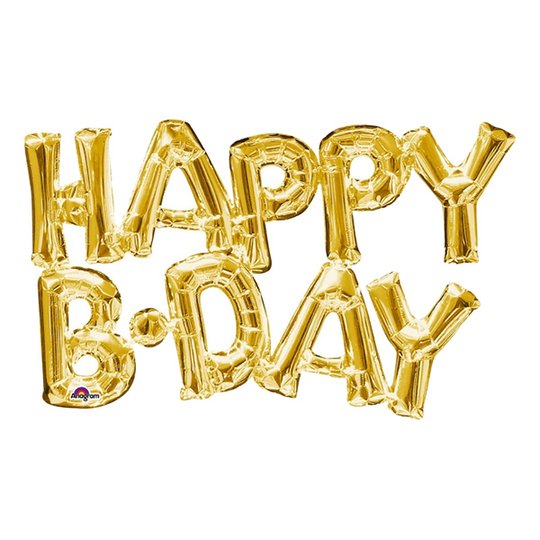 Bokstavsballong Happy B-Day Guld