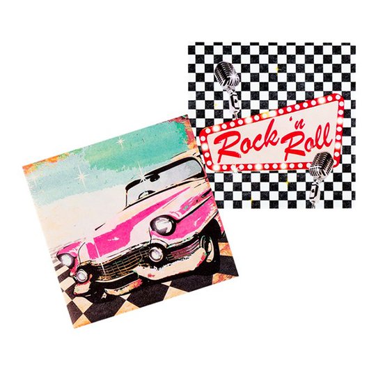 Servetter 50-tals Rock'n'Roll - 12-pack