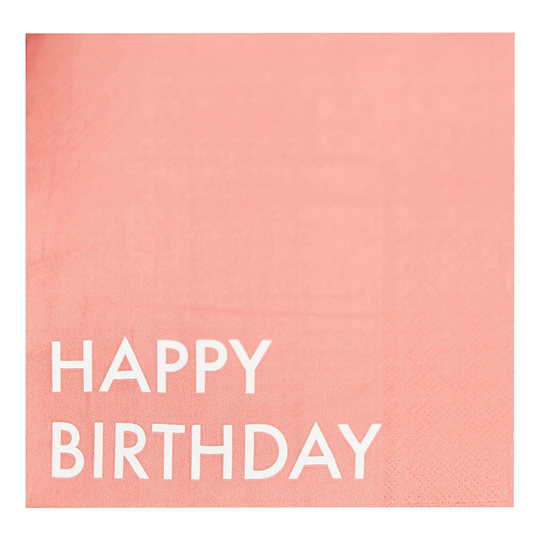 Servetter Happy Birthday Dusty Red - 16-pack