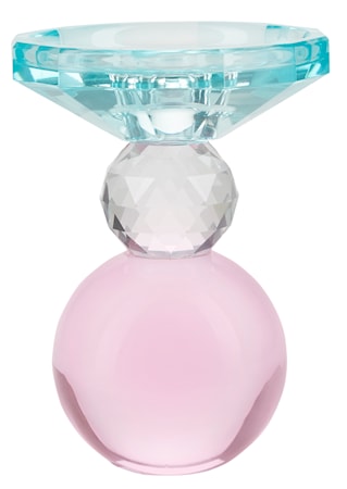 Me Crystal Ljusstake Turkos/Klar/Rosa