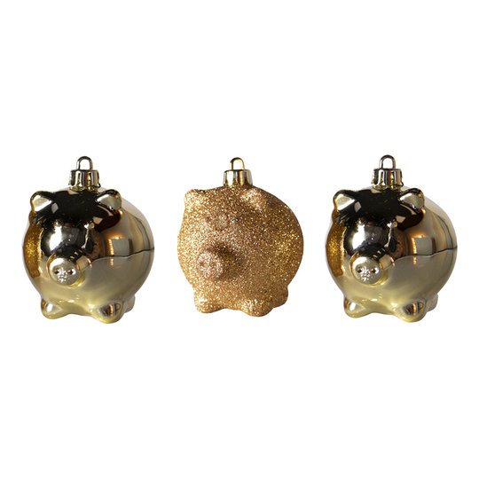 Julhänge Gris Guld - 3-pack