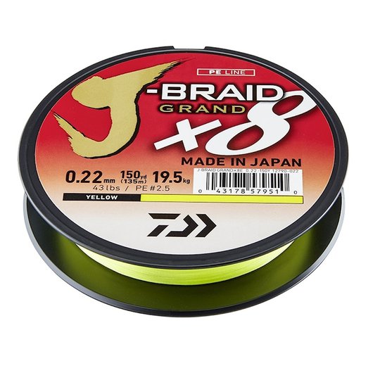 Daiwa J-Braid Grand X8 gul 135 m flätlina