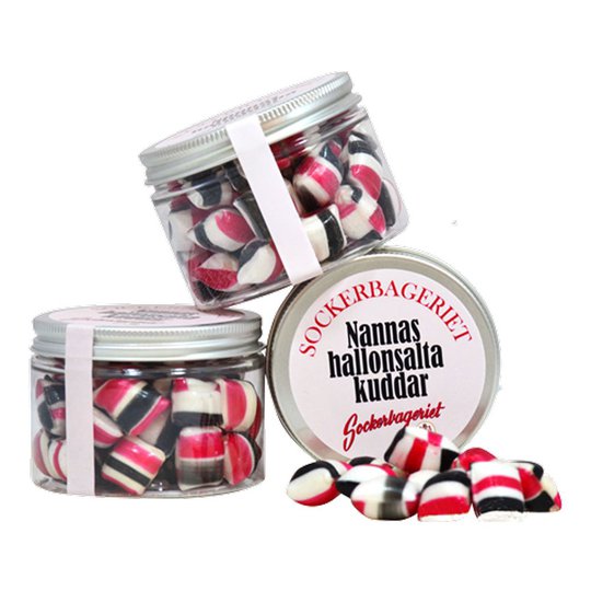 Nannas Hallonsalta Kuddar - 120 gram