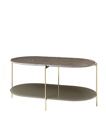 Siff Marmor Soffbord Oval 100x50 cm Toffee/ Mässing