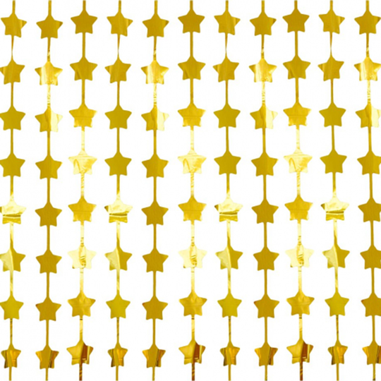 Dörrdraperi Stjärnor Guld Metallic