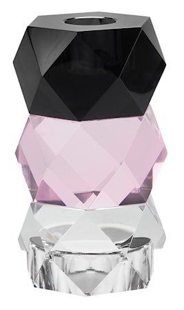 Me Ljusstake Ljuslykta Svart/Rosa/Klar