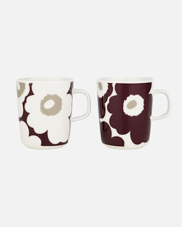 Oiva / Unikko Mugg 25 cl Set om 2 Vit/Beige/Brun