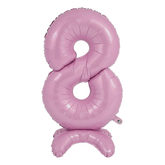 Sifferballong med Ställning Pastellrosa - Siffra 8