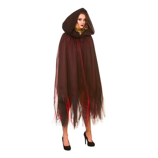 Deluxe Cape Svart/Röd med Huva - One size