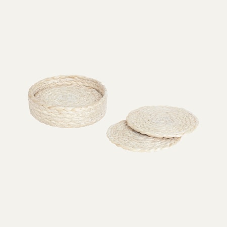 Elin Glasunderlägg 6-pack ø10,5cm Jute Vit