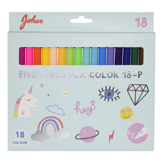 Fiberpennor Blandade Färger - 18-pack