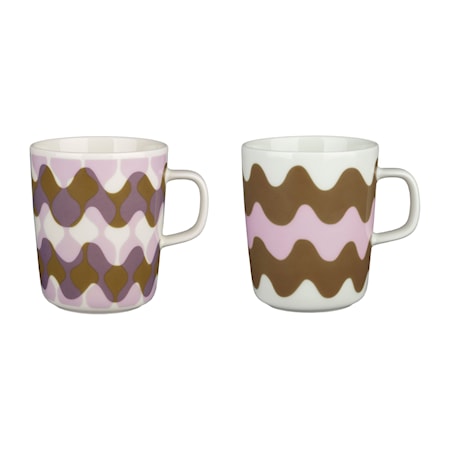 Oiva / Lokki Pergola Mugg 2,5Dl Set Om 2 Vit/Rosa/Brun