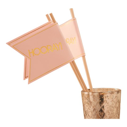 Miniflaggor Bröllop Guld/Rosa - 10-pack