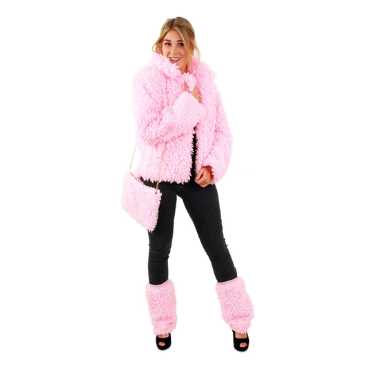 Pälsjacka Kort Rosa - Small