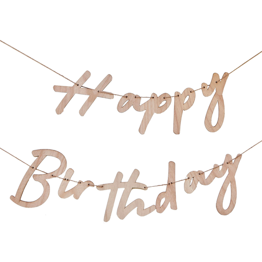 Girlang i Trä Happy Birthday