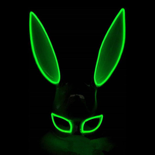 EL Wire Kanin LED Mask - Grön