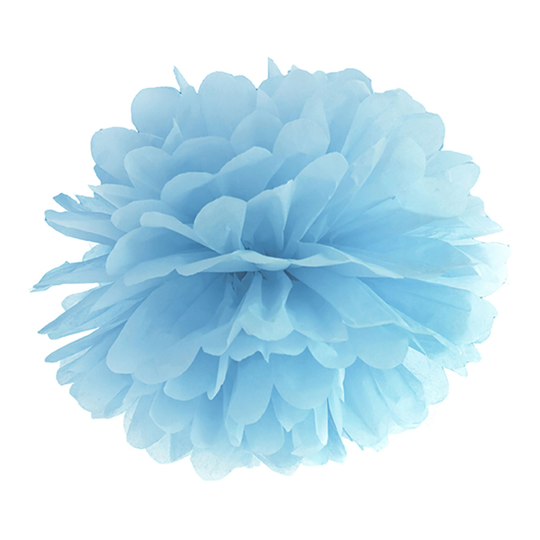 Pom Pom Ljusblå Hängande Dekoration - 25 cm
