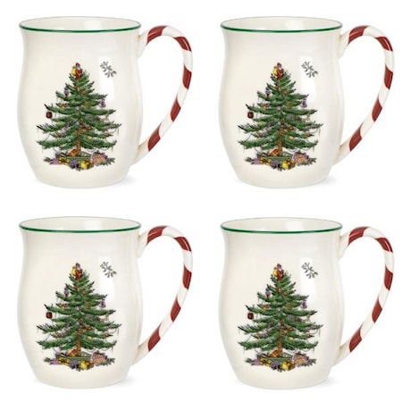 Christmas Tree Mugg Peppermint Handtag 4-p 0.4L