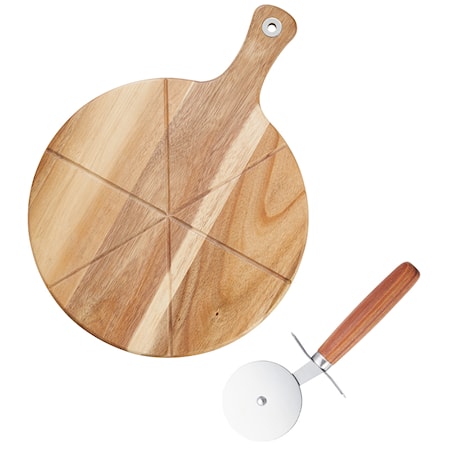 Sade Pizzaset skärbräda pizzaskärare rund 42,33,1,5 cm