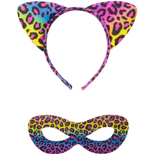 80-tals Panter Diadem & Ögonmask