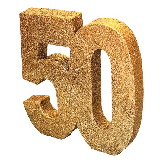 Siffra 50 Guld Glitter Dekoration