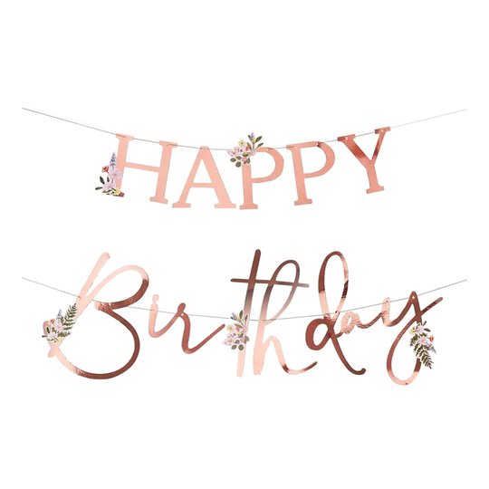 Girlang Happy Birthday Roséguld Metallic