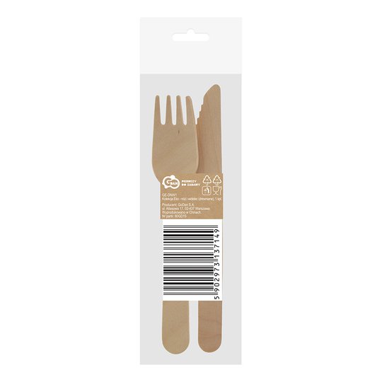 Miljövänlig Träkniv & Gaffel - 2-pack