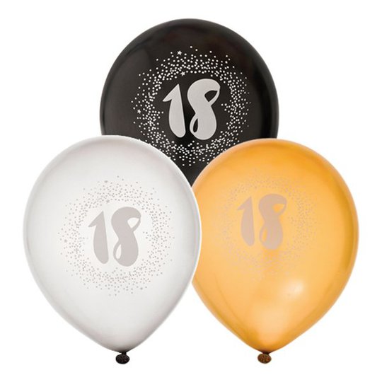 Ballonger Svart/Silver/Guld 18 - 6-pack