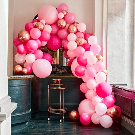 Ballongbåge Deluxe Rosa/Roséguld