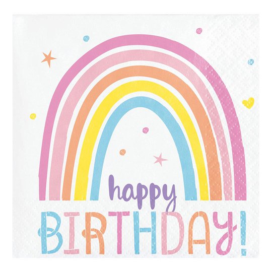 Servetter Happy Birthday Happy Rainbow - 16-pack