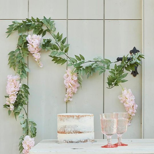 Lövgirlang med Blommor Ljusrosa