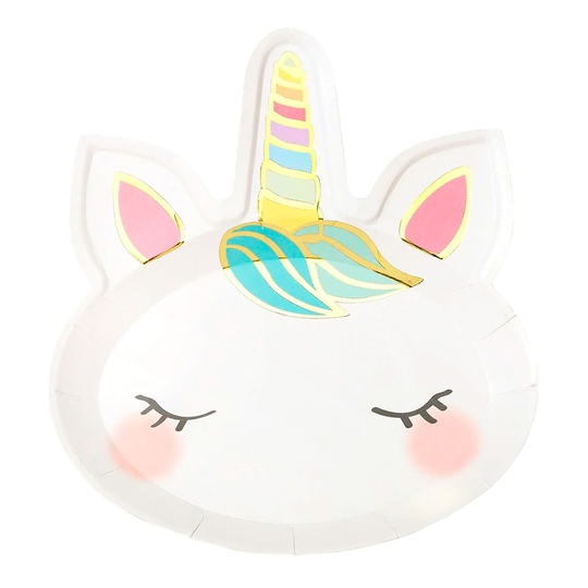 Papperstallrikar Love Unicorns Enhörningshuvud - 8-pack