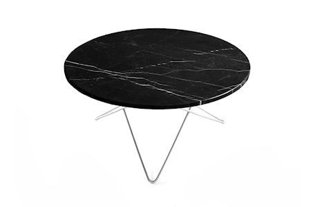 O Table Svart Marmor med Rostfri Stålram Ø80