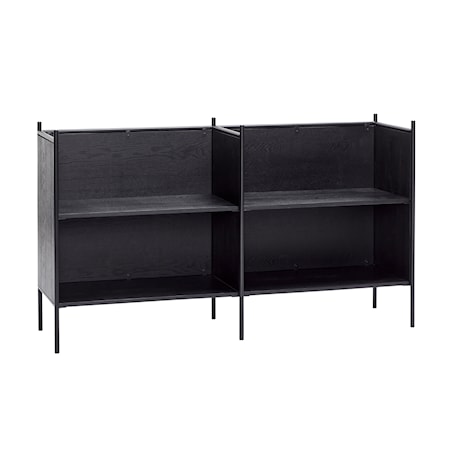 Reol m/hylder, ask/metal, FSC, sort