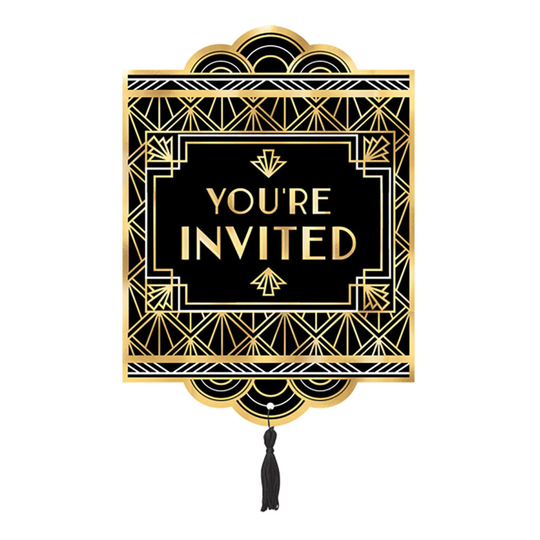 Inbjudningskort You´re Invited Svart/Guld - 8-pack