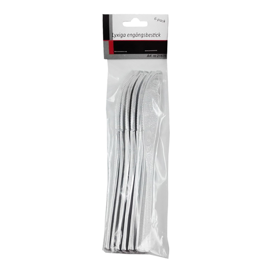 Silver Knivar i Plast - 6-pack