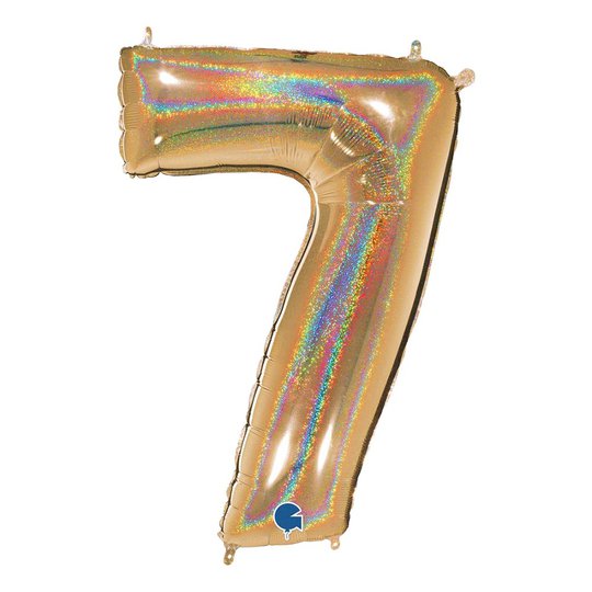 Sifferballong Glitter Guld - Siffra 7