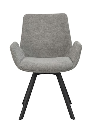 Norwell karmstol grått tyg/svarta metall snurrben