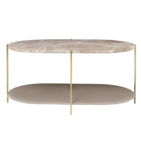 Siff Marmor Soffbord Oval 50x100 cm Caramel/ Mässing