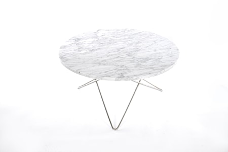 O Table Matbord Rostfritt Stål/Vit Marmor Ø100