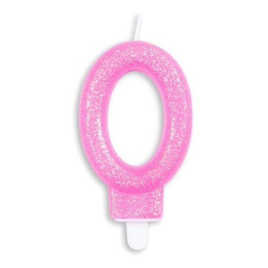 Tårtljus Siffra Glitter Rosa - Siffra 0