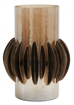 Ljusstake Glas/Metall Brun 25Cm