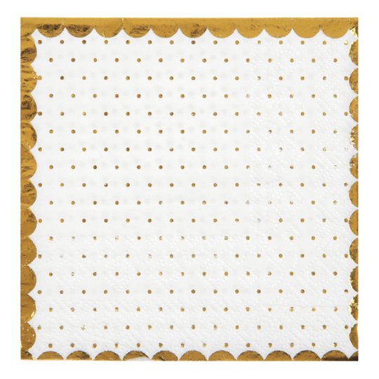 Servetter Prickiga Guld/Vit - 20-pack