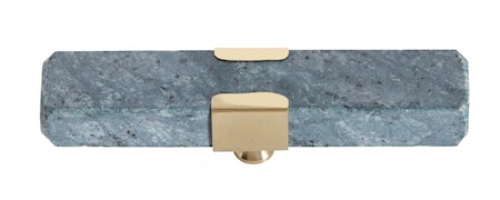 KNOB/HOOK, green marble rectangle, brass
