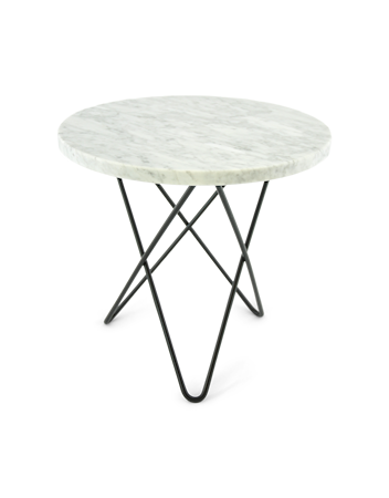 Mini O Table Vit Marmor med Svart Ram Ø40