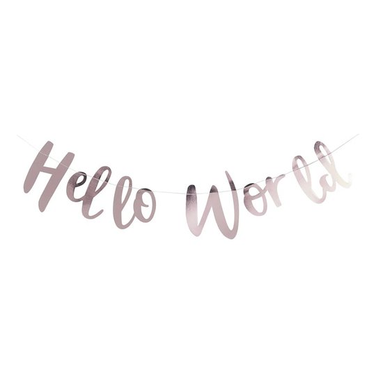 Bokstavsgirlang Hello World Roséguld