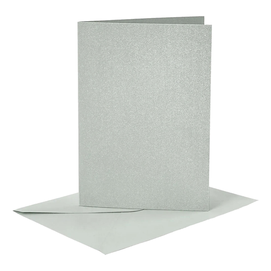 Kort med Kuvert Silver Glittrigt - 4-pack