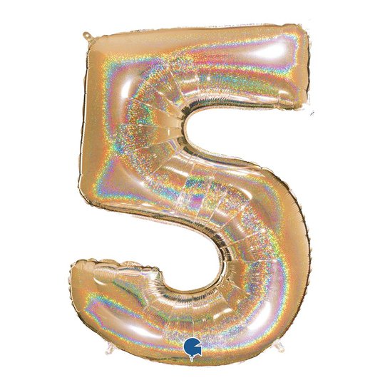 Sifferballong Glitter Guld - Siffra 5