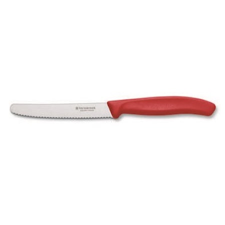 Tomatkniv Rund Spets Vågtandad Rött Handtag 11 cm