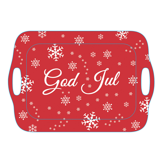 Röd Bricka God Jul - Stor